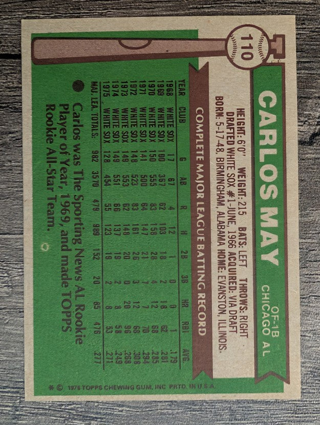1976 Topps #110 Carlos May (NM)