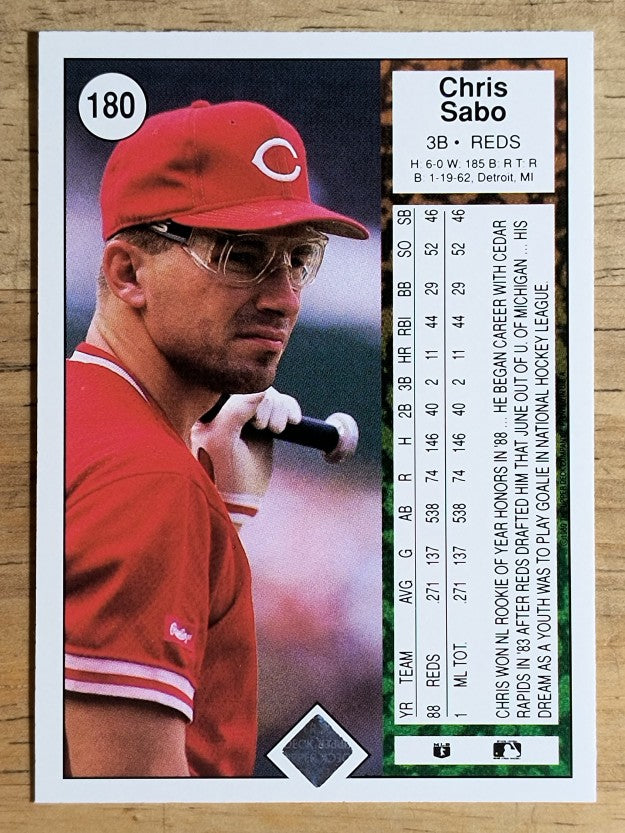 1989 Upper Deck #180 Chris Sabo RC