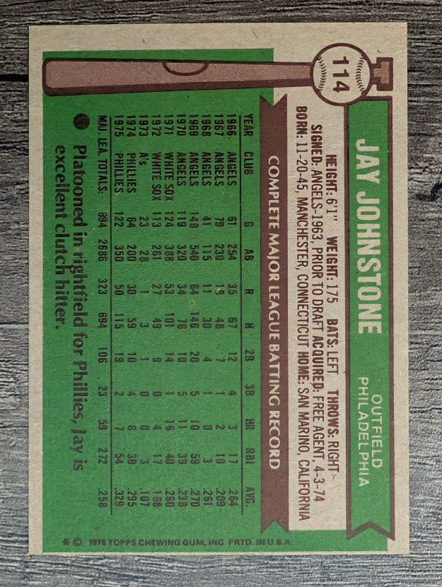 1976 Topps #114 Jay Johnstone (NMMT)