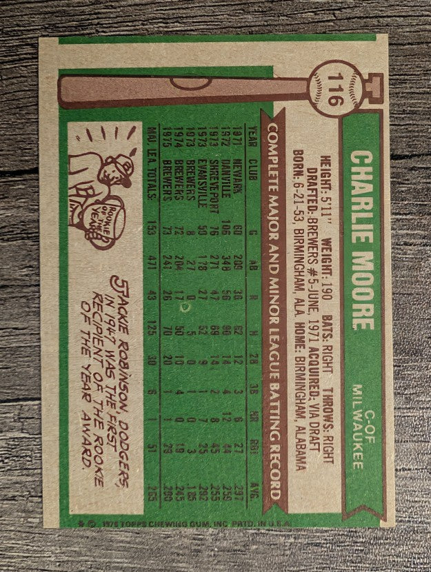 1976 Topps #116 Charlie Moore (EX)