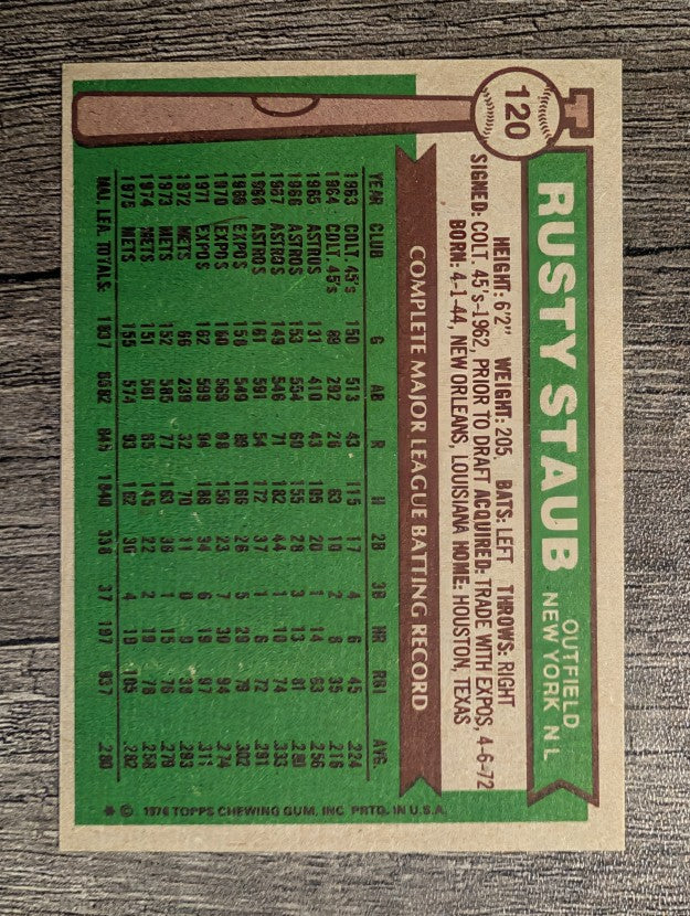 1976 Topps #120 Rusty Staub (NM)