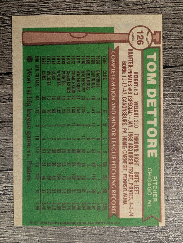 1976 Topps #126 Tom Dettore (EX)