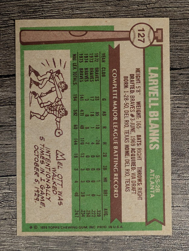 1976 Topps #127 Larvell Blanks (EXMT)