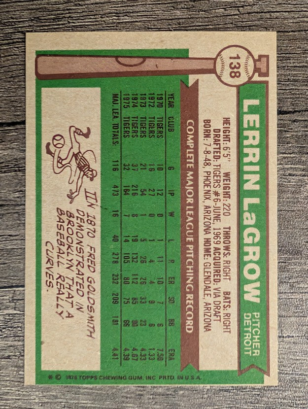 1976 Topps #138 Lerrin LaGrow (NM)