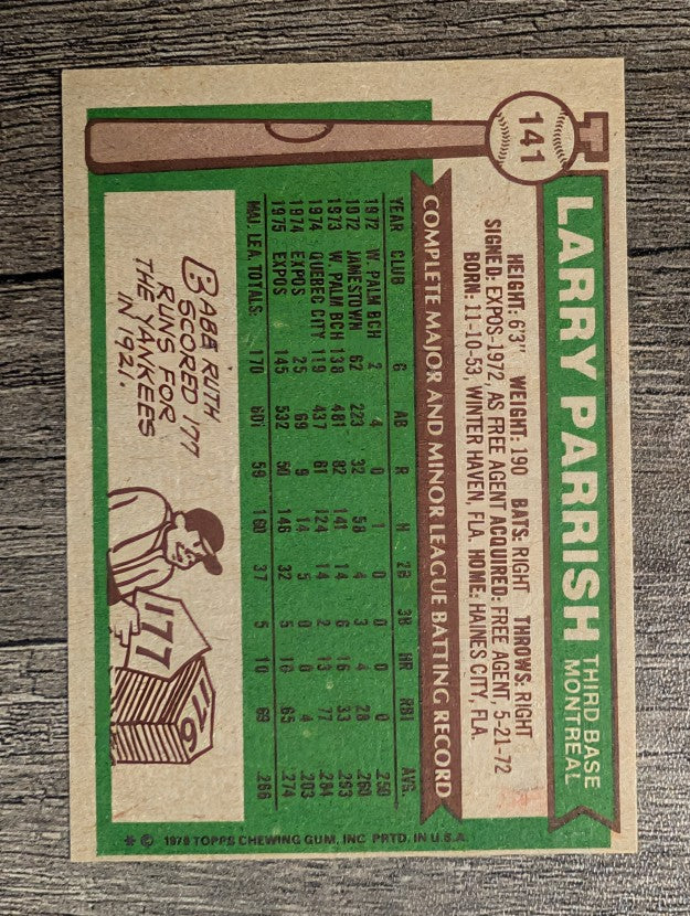1976 Topps #141 Larry Parrish RC (EX)