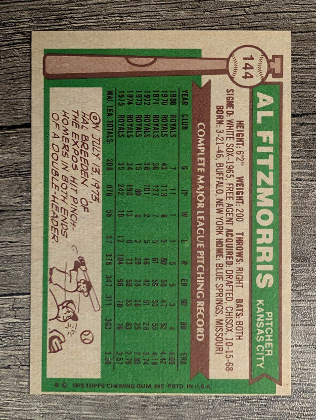 1976 Topps #144 Al Fitzmorris (NM)