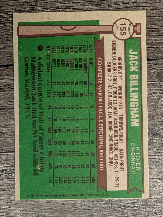 1976 Topps #155 Jack Billingham (EX)