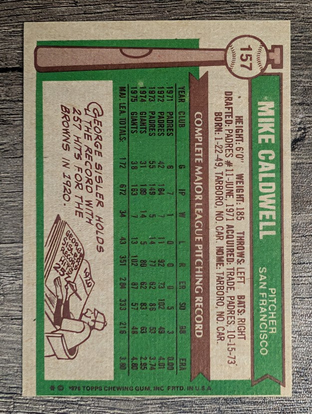 1976 Topps #157 Mike Caldwell (EX)