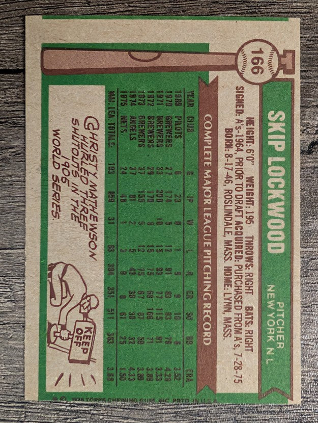 1976 Topps #166 Skip Lockwood (EX)