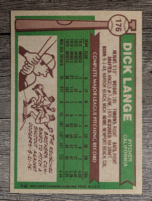 1976 Topps #176 Dick Lange (EXMT)