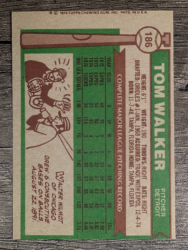 1976 Topps #186 Tom Walker (EX)