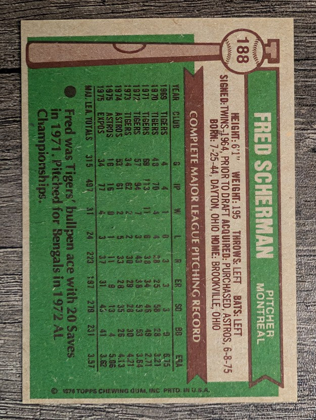 1976 Topps #188 Fred Scherman (EXMT)