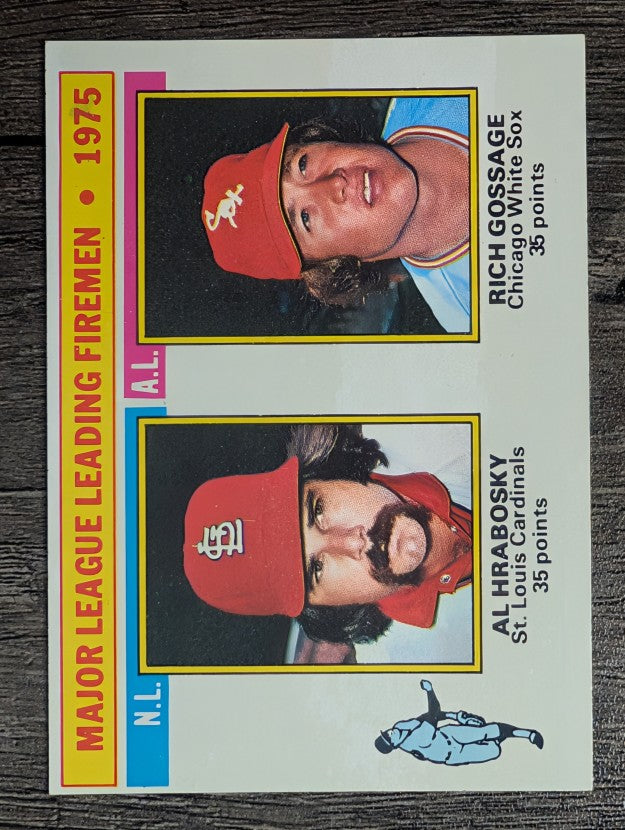 1976 Topps #205 NL/AL Leading Firemen/Al Hrabosky/Rich Gossage (EX)
