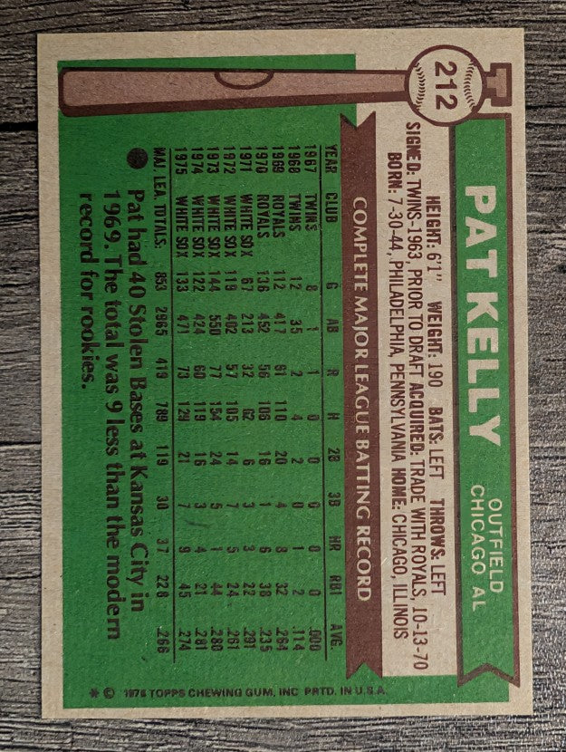 1976 Topps #212 Pat Kelly (NM)