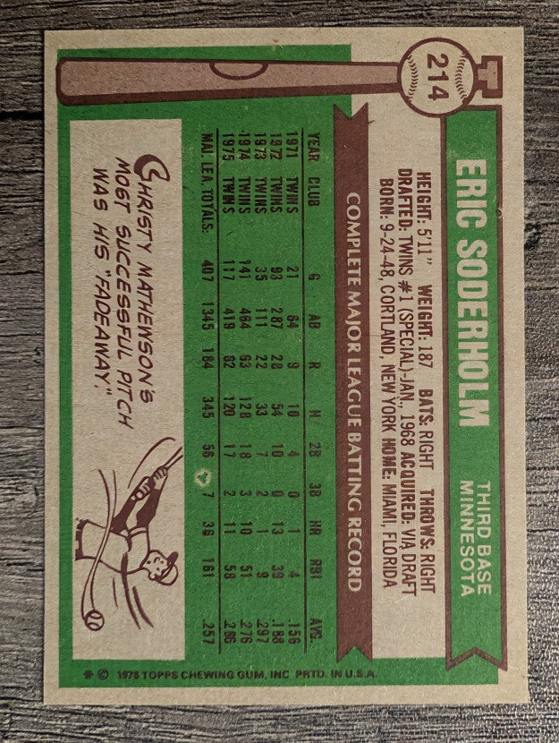 1976 Topps #214 Eric Soderholm (EXMT)