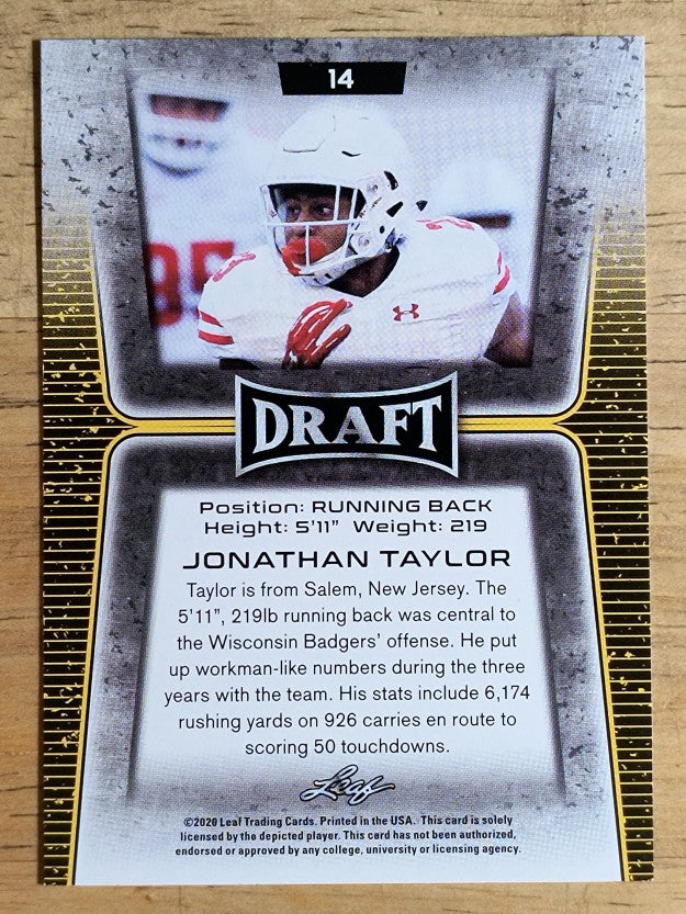2020 Leaf Draft #14 Jonathan Taylor