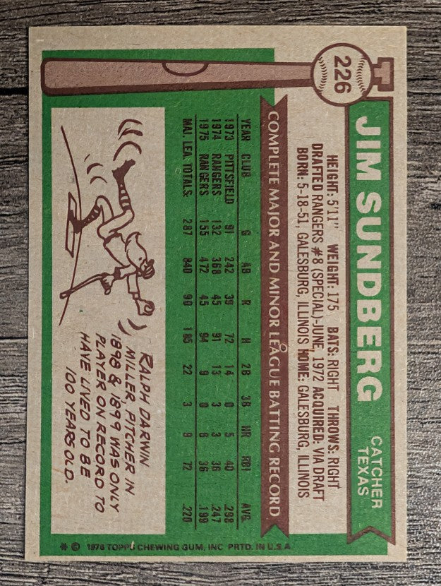 1976 Topps #226 Jim Sundberg (EXMT)