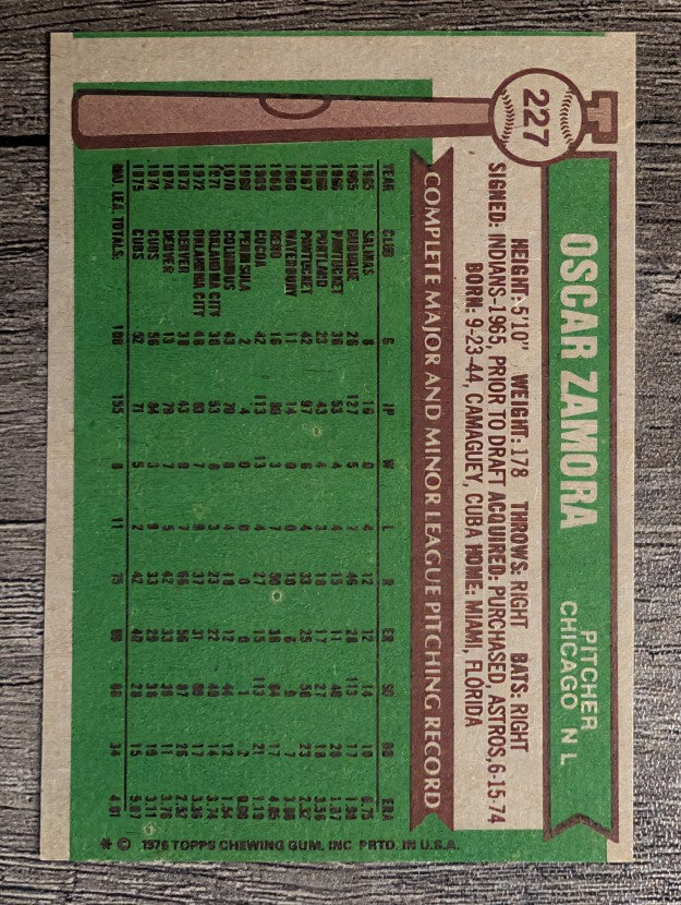 1976 Topps #227 Oscar Zamora (EX)