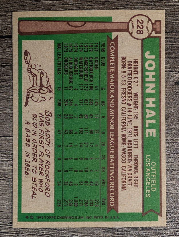 1976 Topps #228 John Hale RC (EX)