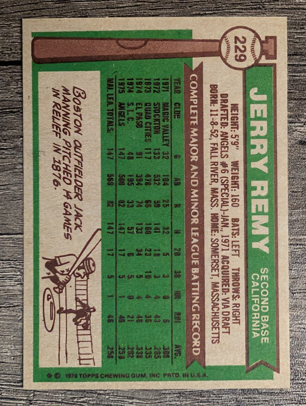 1976 Topps #229 Jerry Remy RC (NM)