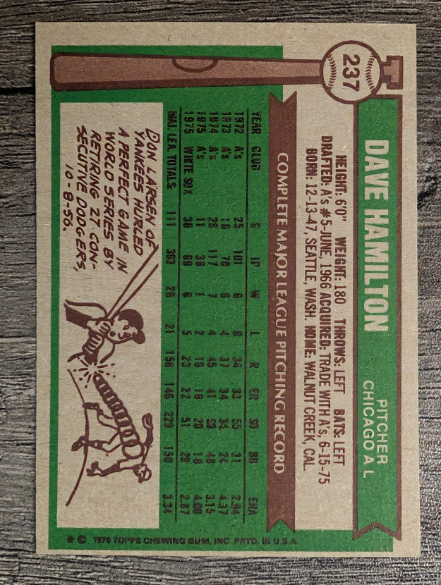 1976 Topps #237 Dave Hamilton (NM)