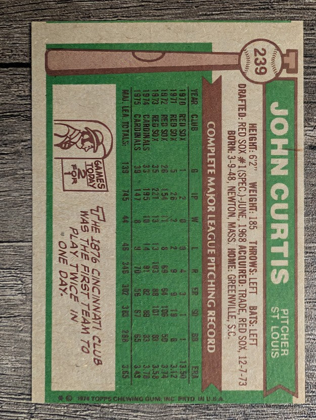 1976 Topps #239 John Curtis (EX)