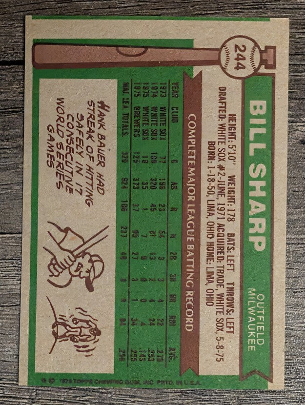 1976 Topps #244 Bill Sharp (EXMT)