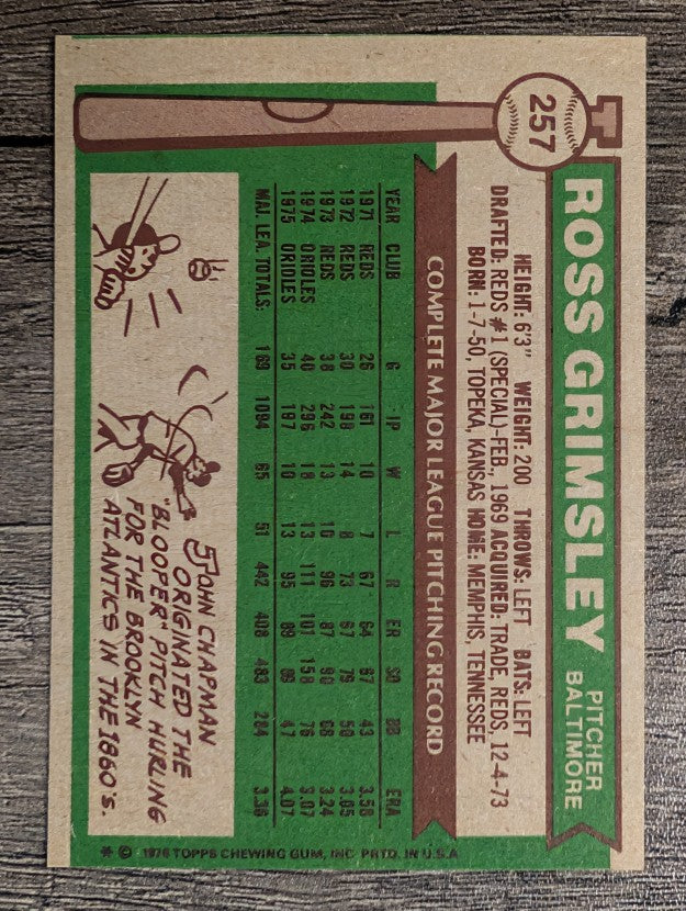 1976 Topps #257 Ross Grimsley (EXMT)