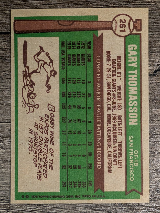 1976 Topps #261 Gary Thomasson (NM)