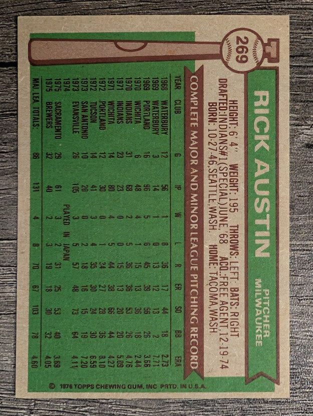 1976 Topps #269 Rick Austin (EXMT)