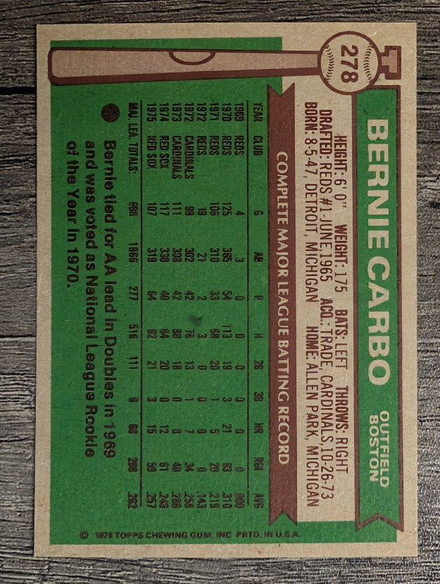1976 Topps #278 Bernie Carbo (NMMT)