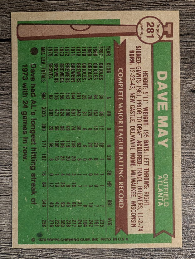 1976 Topps #281 Dave May (NM)