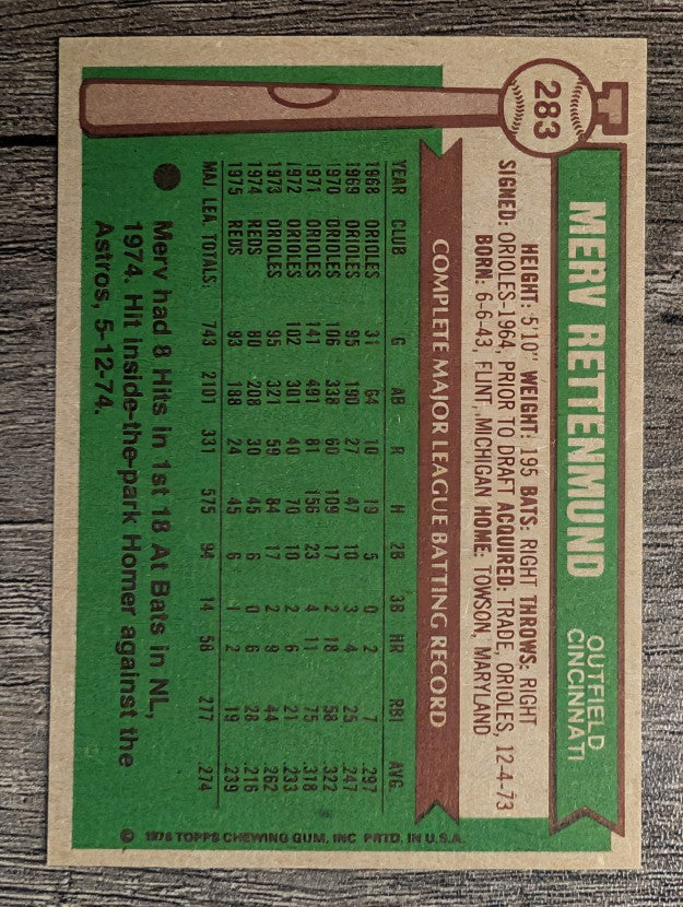 1976 Topps #283 Merv Rettenmund (EX)