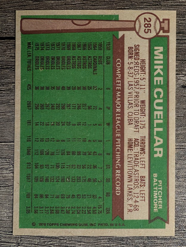 1976 Topps #285 Mike Cuellar (EXMT)