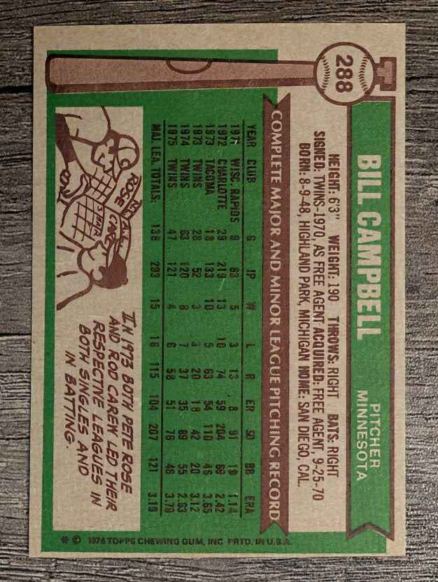 1976 Topps #288 Bill Campbell (EXMT)