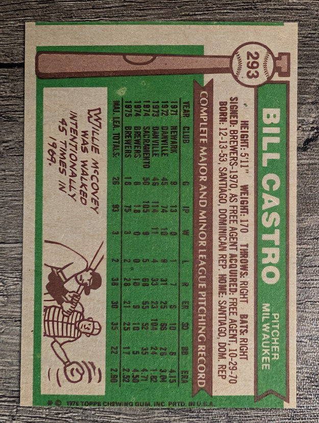 1976 Topps #293 Bill Castro RC (EX)
