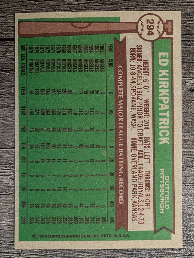 1976 Topps #294 Ed Kirkpatrick (EXMT)