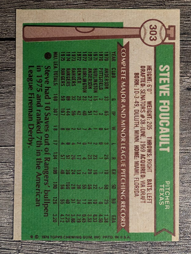 1976 Topps #303 Steve Foucault (EXMT)