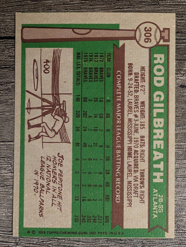 1976 Topps #306 Rod Gilbreath (EXMT)