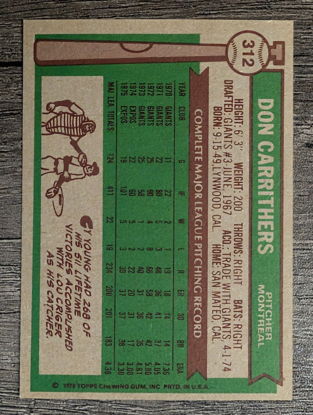1976 Topps #312 Don Carrithers (NM)