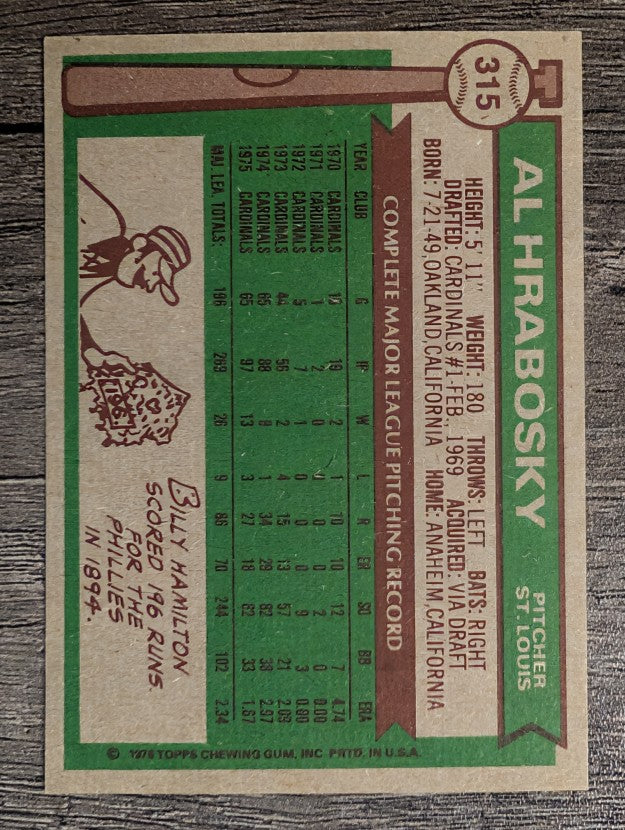 1976 Topps #315 Al Hrabosky (EXMT)