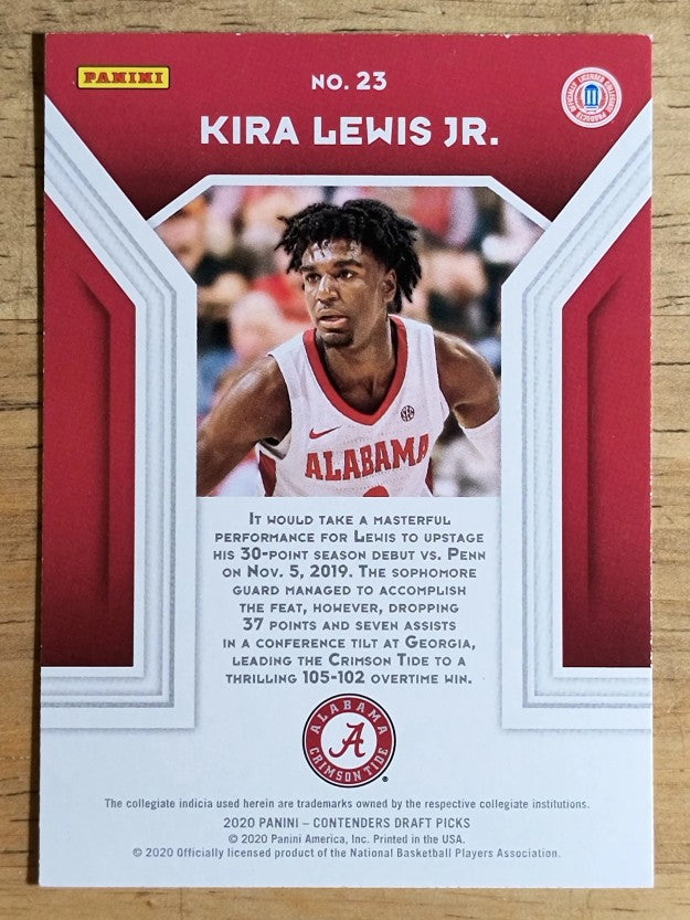 2020-21 Panini Contenders Draft Picks Playing the Numbers Game Kira Lewis Jr.