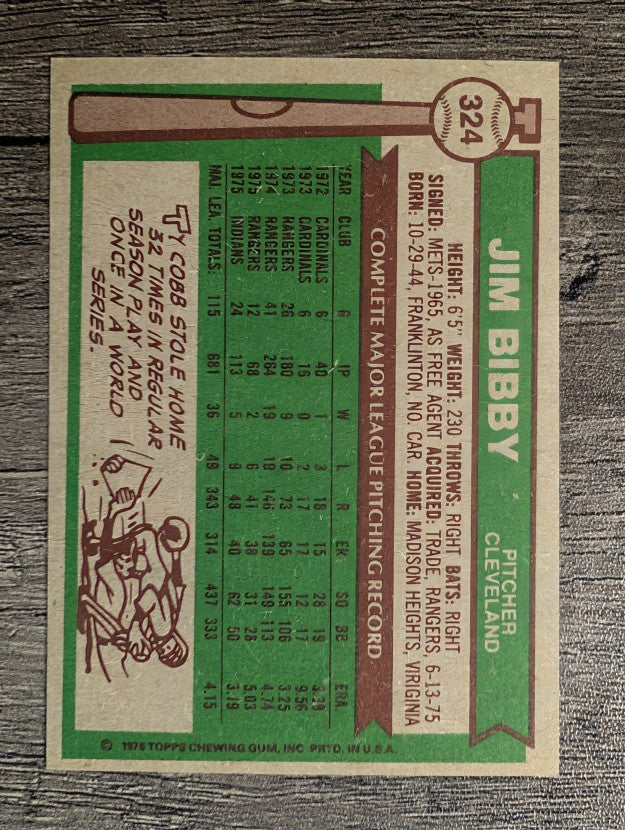 1976 Topps #324 Jim Bibby (NM)