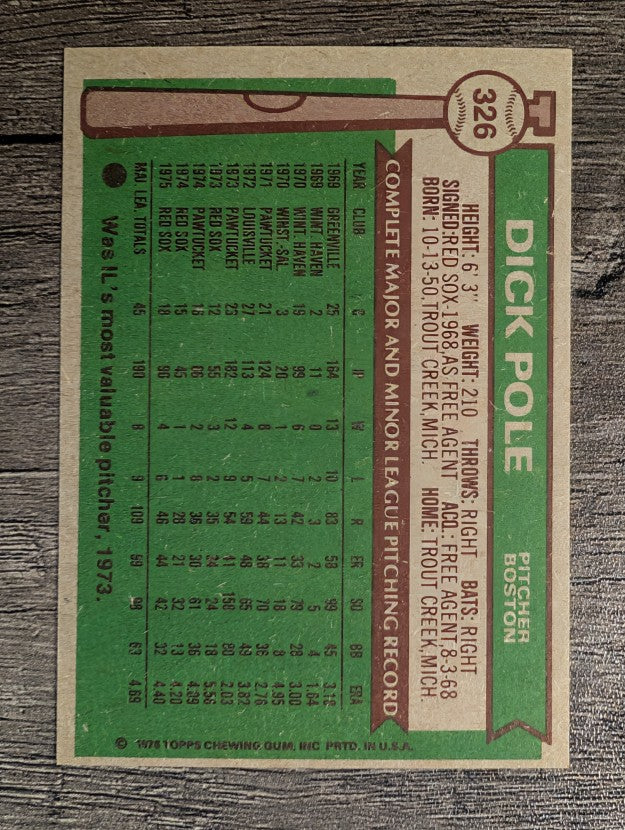1976 Topps #326 Dick Pole (EXMT)