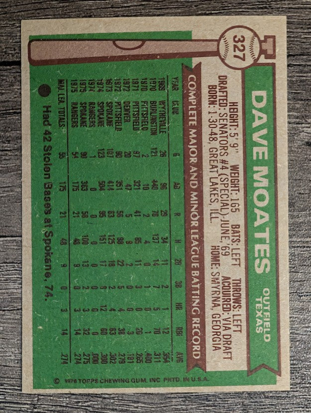 1976 Topps #327 Dave Moates RC (EXMT)