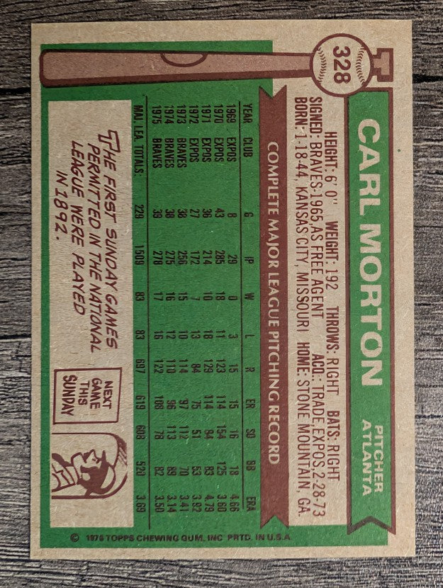 1976 Topps #328 Carl Morton (NM)