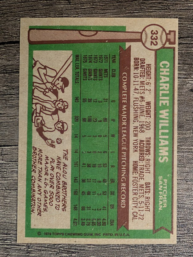 1976 Topps #332 Charlie Williams (EXMT)