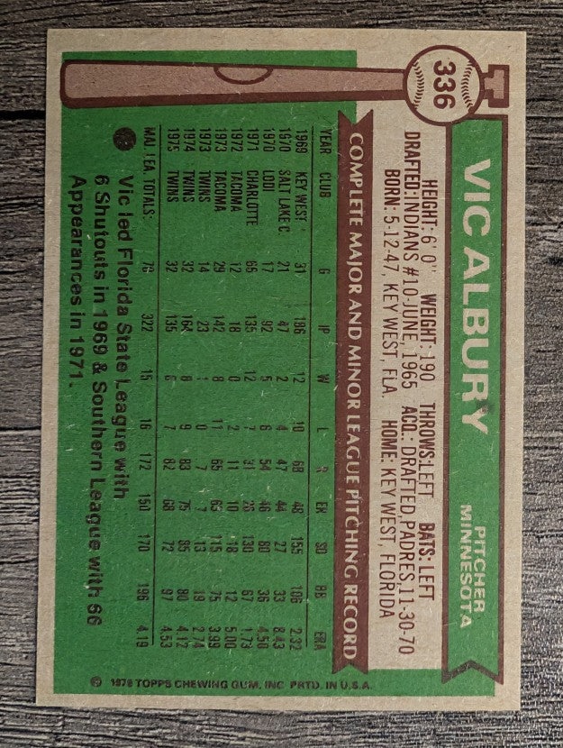 1976 Topps #336 Vic Albury (NMMT)