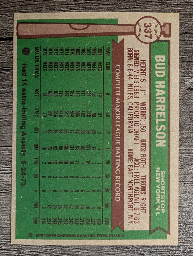 1976 Topps #337 Bud Harrelson (EXMT)