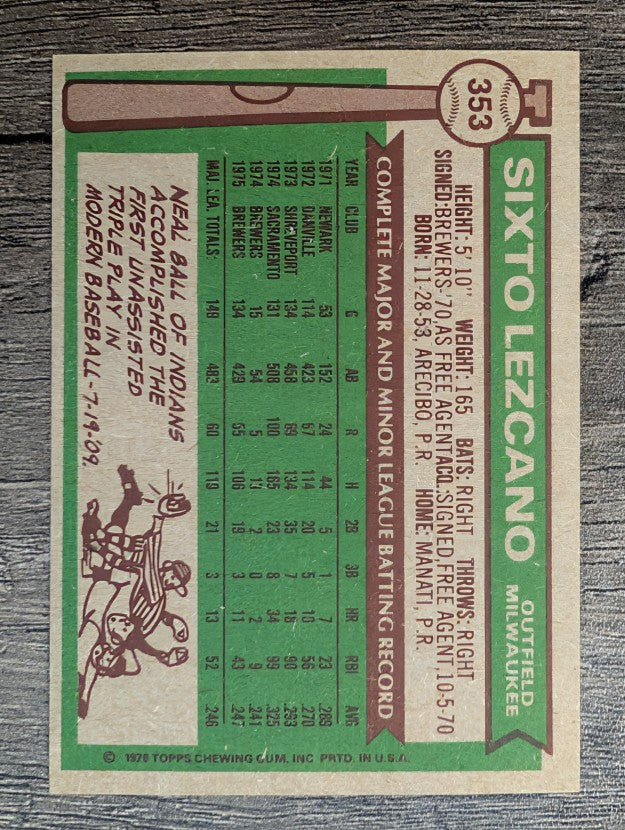 1976 Topps #353 Sixto Lezcano RC (NM)